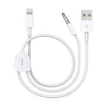 Lightning - 3,5 mm-es Aux kábel, nagy teljesítményű 2 az 1-ben audio töltési megoldás iPhone-hoz, továbbfejlesztett eredeti chip a tiszta