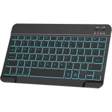 Teclado Bluetooth inalámbrico ultradelgado y portátil, compatible con sistemas iOS, Android y Windows, retroiluminación de 7 colores, ultradelgado
