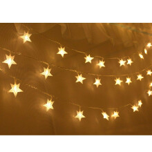 Twinkle Star String Lights, Battery Operated with Remote Control, Waterproof for Indoor Outdoor Decoration, LED Star String Lights in Warm White and