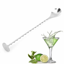 Twisted Stem Stainless Steel Cocktail Spoon, Dishwasher Safe For Effortless Cleanup, Silver