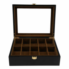 Elegante houten horlogekast, horloge-organizer met transparant glazen deksel, gemaakt van hoogwaardig massief hout, krasbestendig, ruime organizer.