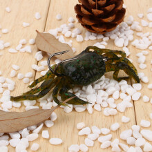 Attrezzatura da pesca per acqua salata con esche morbide a forma di granchio realistiche, doppi ami per un design di simulazione 3D del granchio,