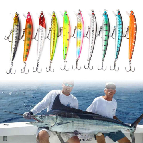 Πολύχρωμο δόλωμα ψαρέματος Minnow με βύθιση, κούνημα τραυματισμένου δολώματος και 2