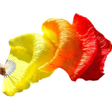Women's Silky Belly Dance Veil Fans 150cm Handmade Dyed Performance Long Fan Set Right Hand 1 Pair