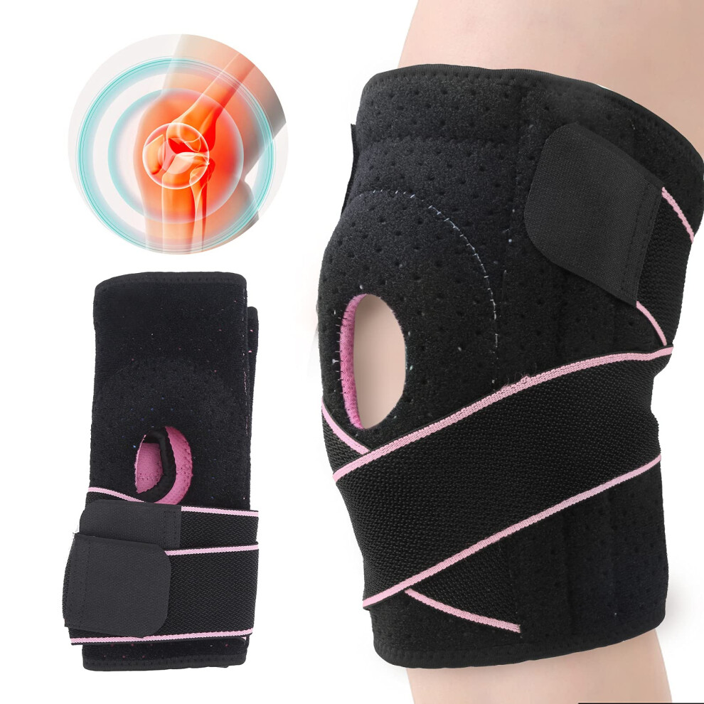 Knee Pads 1 Pair Joint Brace Compression Sleeve Nonslip Breathable (Pink) 9412369269799