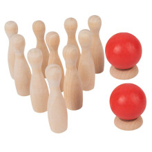 Wooden Tabletop Bowling Game for Kids and Adults, Indoor Outdoor Mini Bowling Set for Family Fun