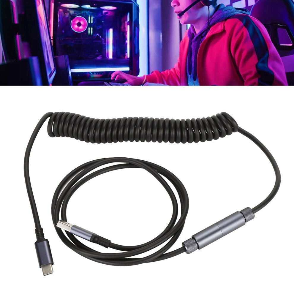 Coiled Usb C To Usb A Cable 1.4M Extensible Gaming Keyboard Cord 4071368756805