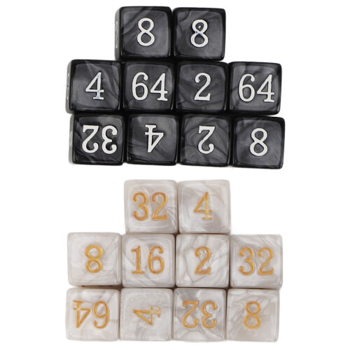 Numbered Dice Set: 20pcs Pearl White Black for Educational Games 1