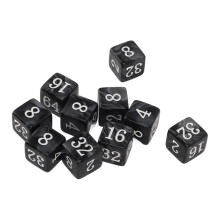 30PCS Light Weight Plastic Number Dice 15.5mm for Teaching & Games Black