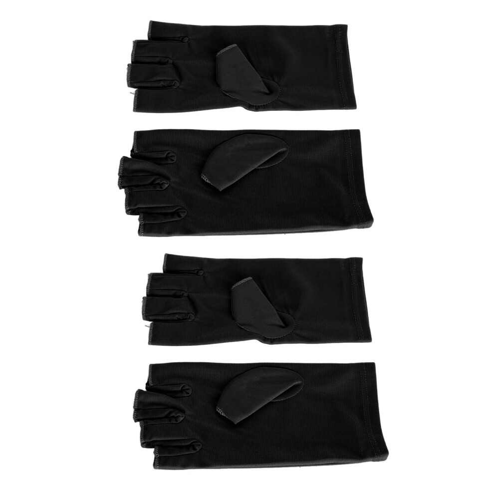 Black Uv Gloves For Nail Care, Fingerless, Breathable, One Size