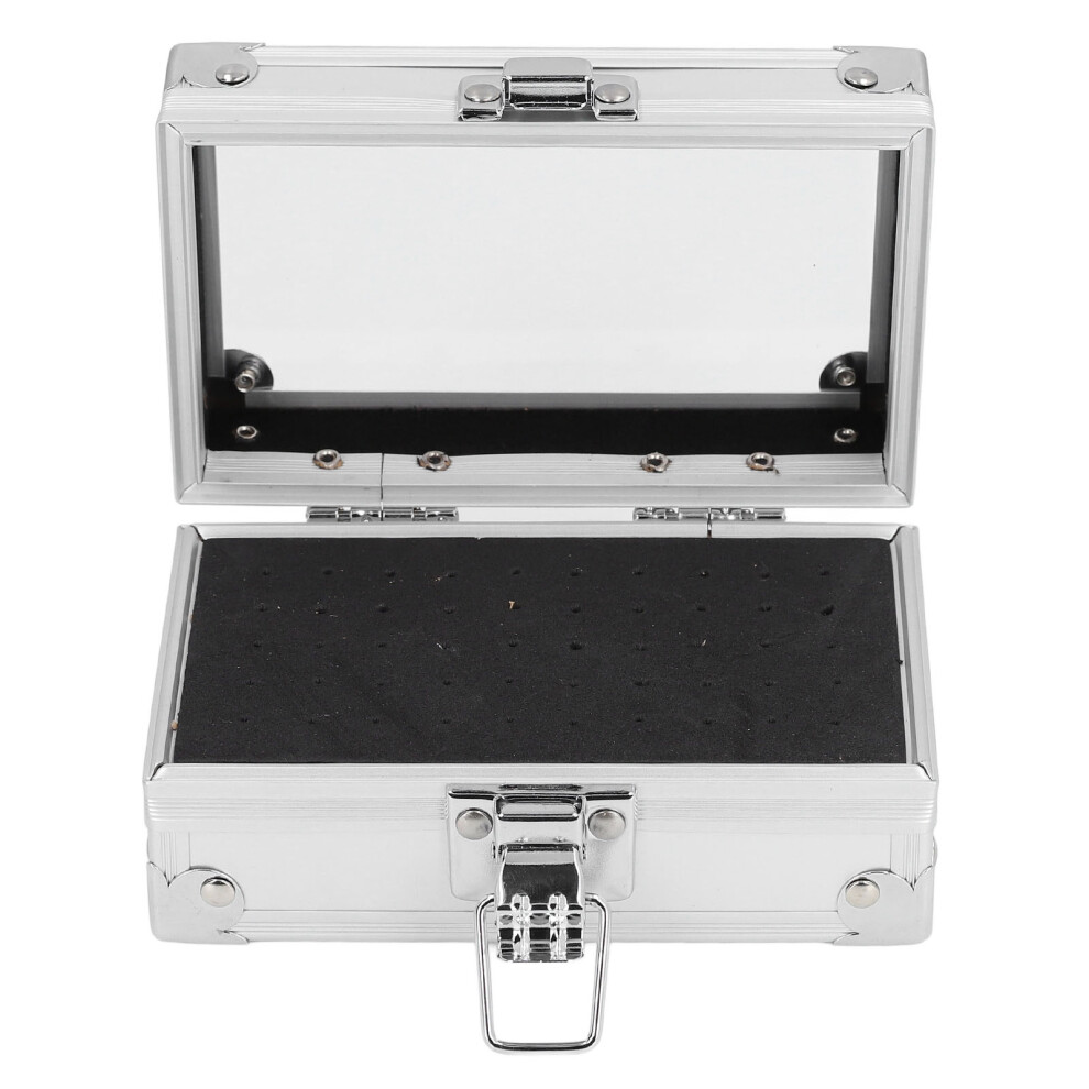 Silver Dustproof Aluminum Nail Drill Bits Holder Organizer