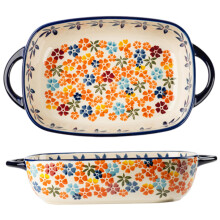Ceramic Baking Dish 13x7.5x3 Inch Rectangular Oven Safe Casserole Pan with Handles Heat Resistant