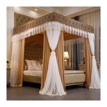 Luxury Lace Bed Canopy Mosquito Net with 360 Full Enclosure and Steel Frame for Double Bed 180x200cm