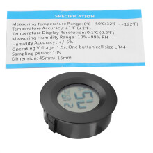 Méadar Taise Allamuigh le Comhshó Fahrenheit nó Celsius, Tomhsaire Higriméadair Digiteach Mini Freagartha Thapa le Léamha Cruinne agus LCD Glan