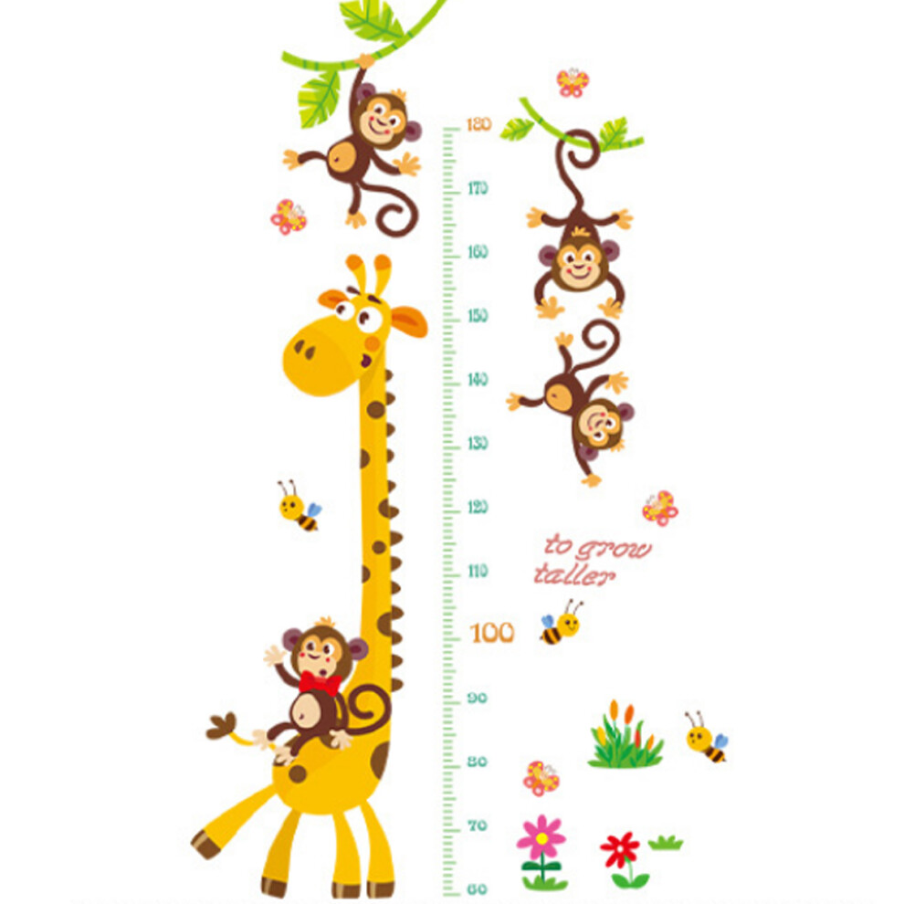 Growth Chart For Baby Nursery, Wall Decals Peel and Stick Removable Height Measurement With Cute Animal Design Kids Room Decor, Classroom, Playroom &