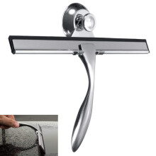 All-Purpose Squeegee, 9.8-Inch Stainless Steel, Ergonomic Non-Slip Handle, Shower Glass Door Cleaner, Adhesive Hook for Easy Storage, Versatile Surfac