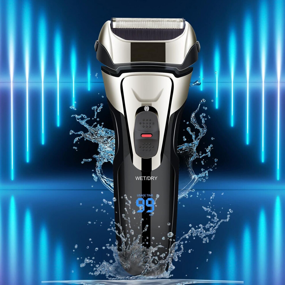 Floating Blades Electric Razor, Cordless Rechargeable Wet Dry Use Men's Shaver with Pop-Up Trimmer, Waterproof and Hypo-allergenic Blades for a Close
