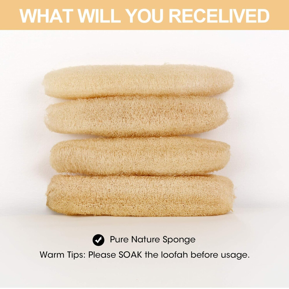 Natural Body Scrubber, Biodegradable Shower Luffa for Men and Women, Exfoliating Loofa Scrubber, 3 Pack, Promoting Blood Circulation and Skin