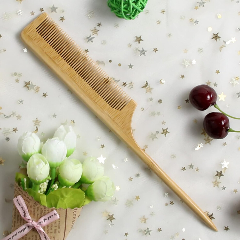 Premium Quality Bamboo Detangler, Exquisite Workmanship Bamboo Comb For Teasing Strands Post Styling Gentle On Sensitive Skin Improves Grooming