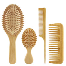 Perie de păr din lemn de bambus, design ergonomic pentru efect antistatic, bambus natural cu lemn de fag durabil, orificiu pentru pernă de aer care