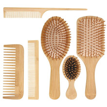 Haarbürste aus Holz für die Unisex-Kopfhautpflege, Luftkissen-Massagekamm mit Bambusborsten, tragbar und umweltfreundlich