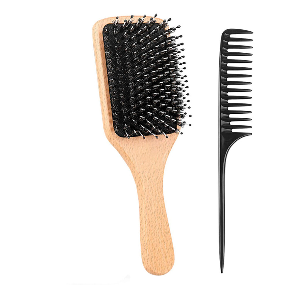 Wide Bristle Teasing Hair Brush, Slick Back Hairstyle Creator for Stylish Looks, Edge Control for Defined Edges, Boar Bristle Hair Brush with Rat