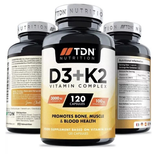 TDN Nutrition Vitamin D3 + K2 120 Capsules