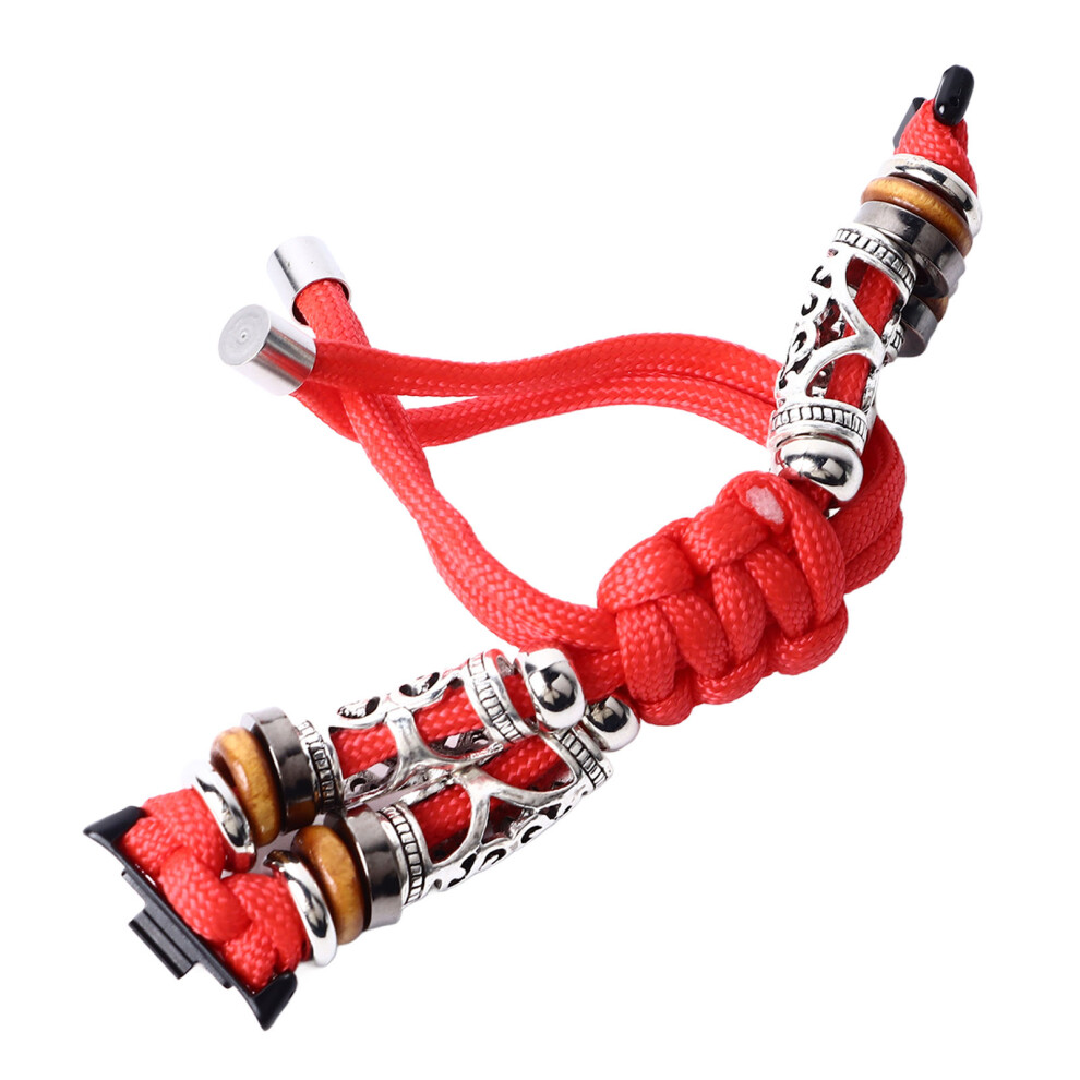Adjustable Braided Loop Strap For Mi Band 8 Pro - Breathable Beaded Wristband Red 8451368758553