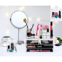 Pot en acrylique transparent de style apothicaire, organisateur de cotons-tiges, boîte de rangement multifonctionnelle pour salle de bain, matériau