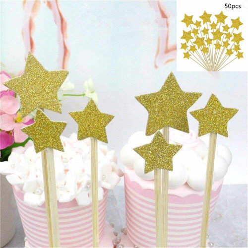 Twinkle Little Star, 50 τεμάχια διακοσμητικά για cupcakes με γκλίτερ σε διάφορα μεγέθη, κομψές 2