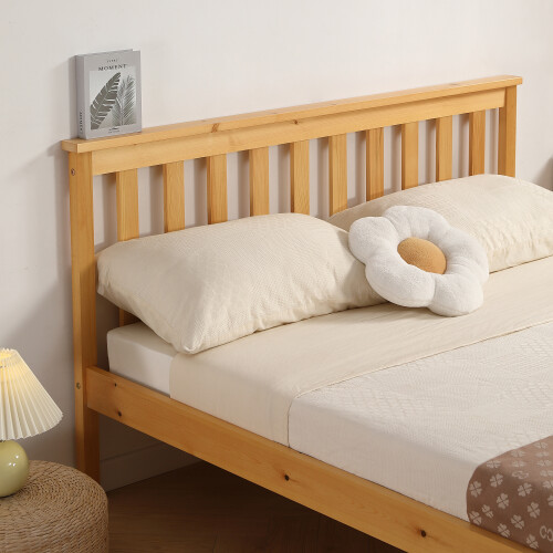 Comfy Living (4ft6 Double, Caramel) Riga Wooden Bed Frame 2
