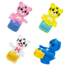 4 pieces cartoon clockwork toy drummer tiger windup toy children's toy made of plastic animal toy mini windup toy