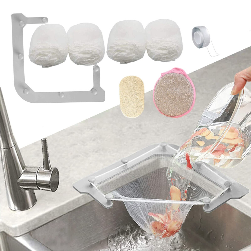 Kitchen Sink Triangle Tri-Holder Filter, Kitchen Sink Strainer, Sink Drain Strainer, With A Triangular Gray Rack And 200Pcs Large Size Filtering Mesh 5051221423661