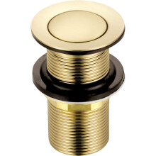 Xcel Home Unslotted Brushed Gold Click Clack Basin Waste | Quality Brass Pop-Up Bathroom Sink Plug | Standard G 1 1/4" BSP Connection | 1 pc