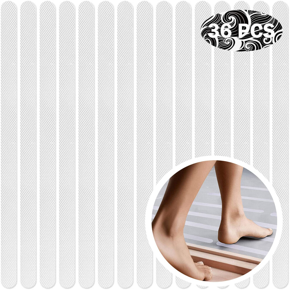 36Pcs Transparent Anti Slip Grip Stickers, Clear & Non-Abrasive Textured Baby Bath Stickers For A Better Grip - 20Mm X 380Mm 5051221424521