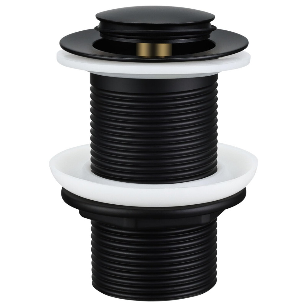 Peppermint Pop Up Sink Waste Unslotted, Black Click Clack Basin Waste Modern Bathroom Sink Plug Drain Without Overflow For Bathroom Basins, 5051221426761