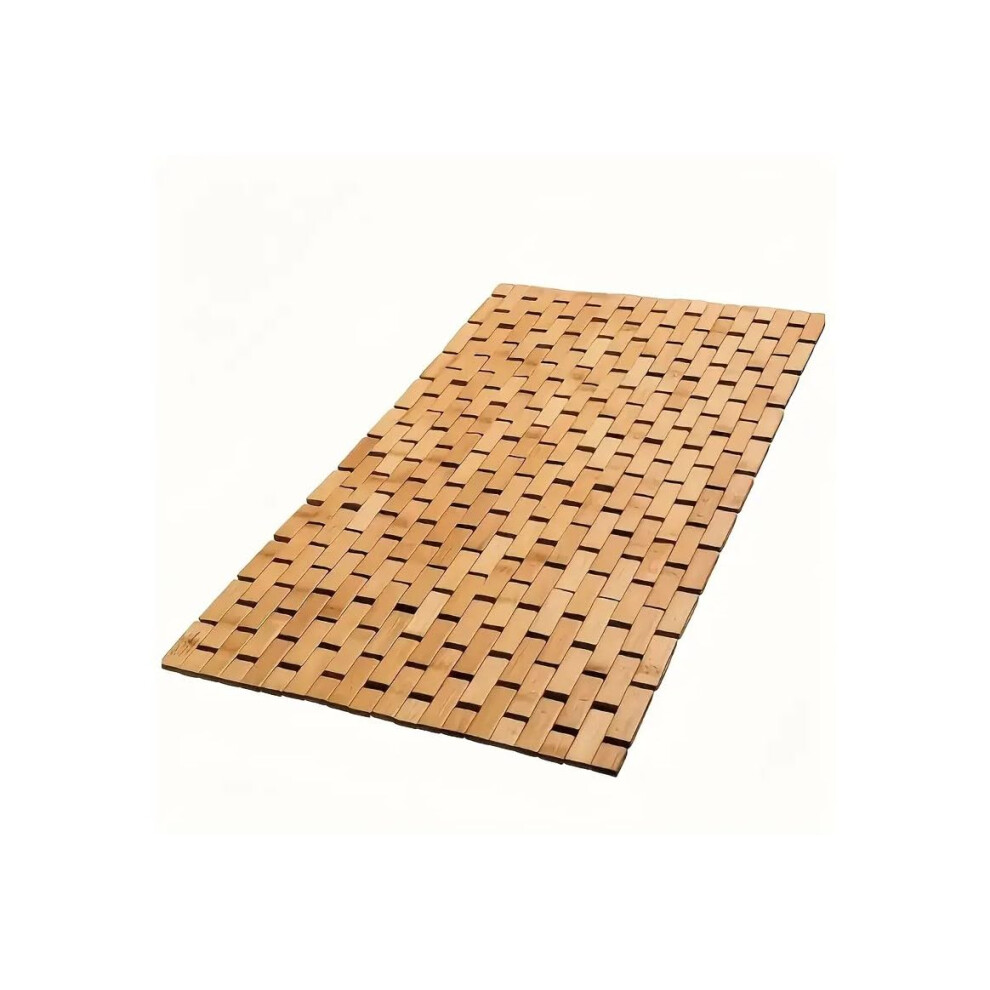 Natural Eco Friendly Foldable Bamboo Bath Mat, Multipurpose Wooden Bathmat With Anti Slip Rubber Feet Waterproof For Bathtub Sauna Spa Indoor Or 5051221422862