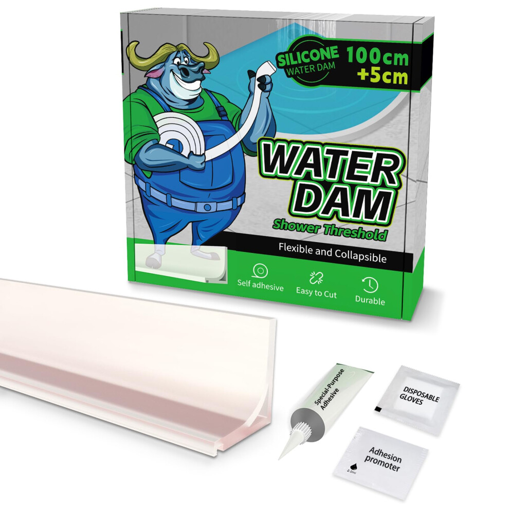 Wet Room Floor Barrier For Shower,Adhesive Shower Water Barrier,Collapsible Silicone Shower Tray Sealing Strip Water Dam,Shower Floor Water Alitaiyi
