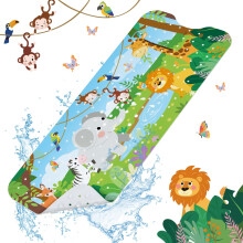 SHUCHING Jungle Animals Bath Mat Non Slip Kids, 100 X 40 cm Extra Long Baby Bathtub Mat Anti Slip, Childrens Shower Mat Non Slip Anti Mould for