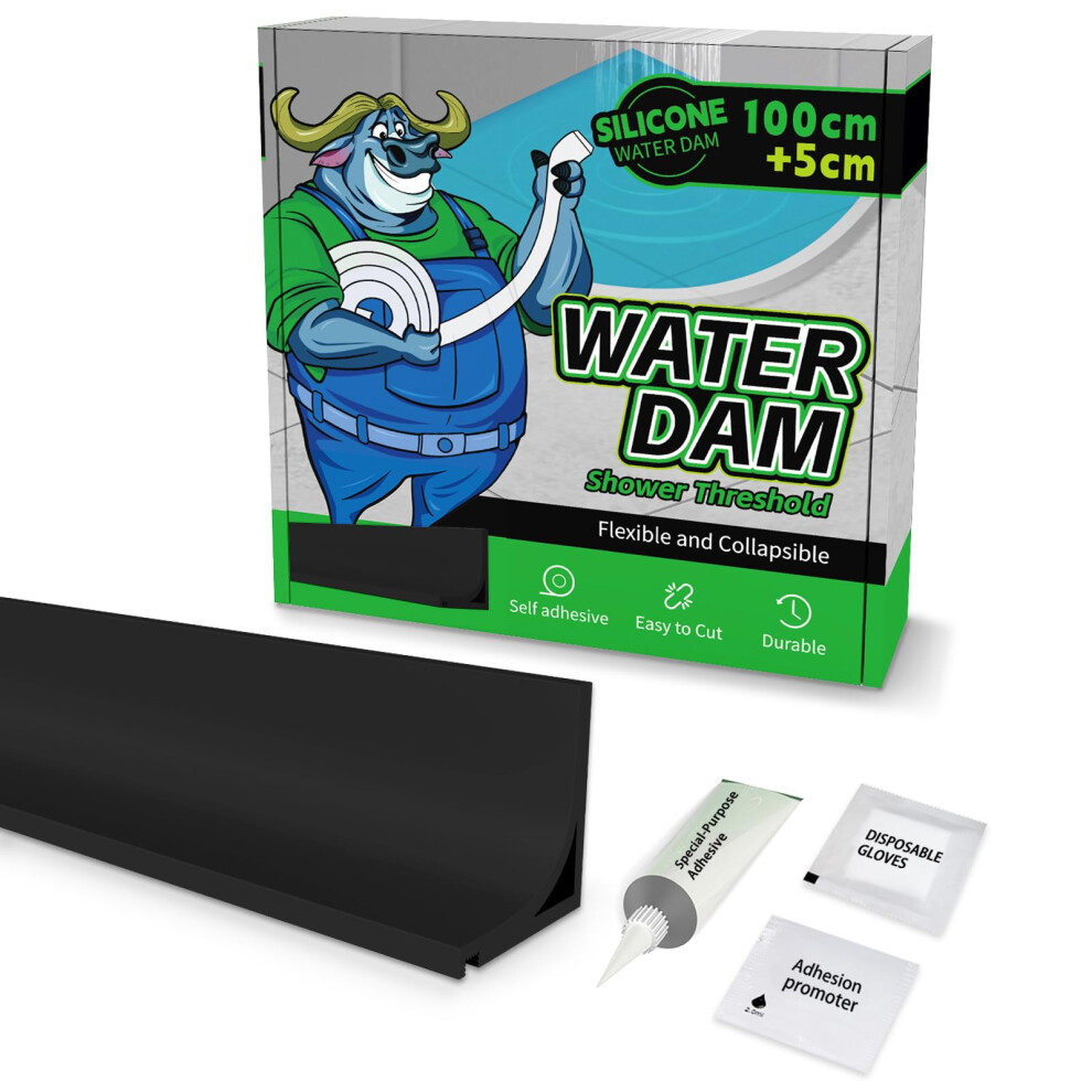 Wet Room Floor Barrier For Shower,Adhesive Shower Water Barrier,Collapsible Silicone Shower Tray Sealing Strip Water Dam,Shower Floor Water Alitaiyi