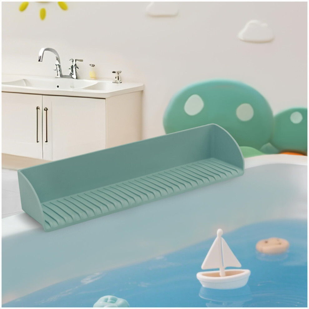Silicone Sink Water Bathtub Splash Guard With 4 Suction Cups For Kitchen And Bathroom, Bath Toys Storage Tub Play Shelf Tray For Kids(Aqua, Lahaqiqi