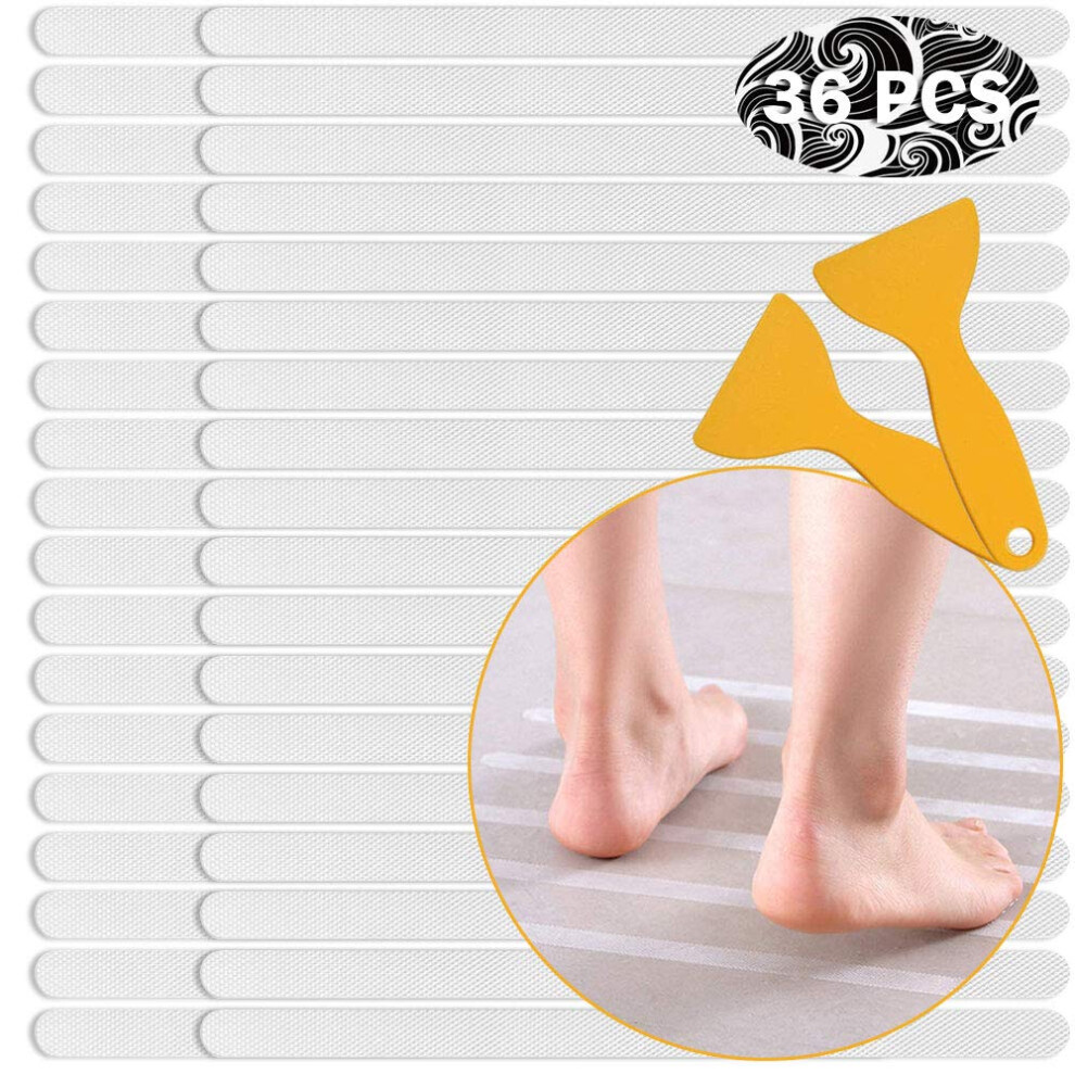 Ruitena - 36Pcs Non-Slip Strip Stickers, Anti Slip Grip Stickers Non Slip Strips Pad Bathtub Flooring Safety Tape Mat For Bath Shower (20Mm * 380Mm) 5051221428925