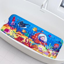 WELTRXE Baby Bath Mat Non Slip Anti Mould, 100x40cm Extra Long Bathtub Mat for Kids, Large Tub Mat for inside bath, Soft Shower Mat with Strong