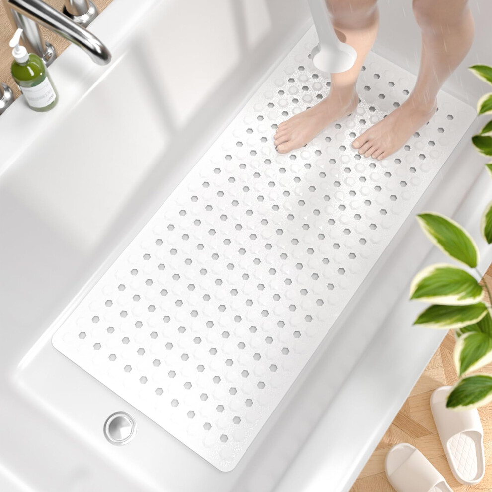 Hitslam Bath Mat Non Slip Anti Mould, 89 X 40 Cm Long Non Slip Shower Mat For Inside Shower, Machine Washable Bathroom Bathtub Mat With Strong Suction 5051221428062