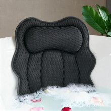 Joeyset Luxury Bathtub Pillow, 4D Air Mesh Fabric for Breathability & Quick-Drying, Extra Thick Spa Cushion for Head, Neck, Back Support, Non-Slip Tub