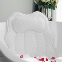 Joeyset Luxury Bathtub Pillow, 4D Air Mesh Fabric for Breathability & Quick-Drying, Extra Thick Spa Cushion for Head, Neck, Back Support, Non-Slip Tub