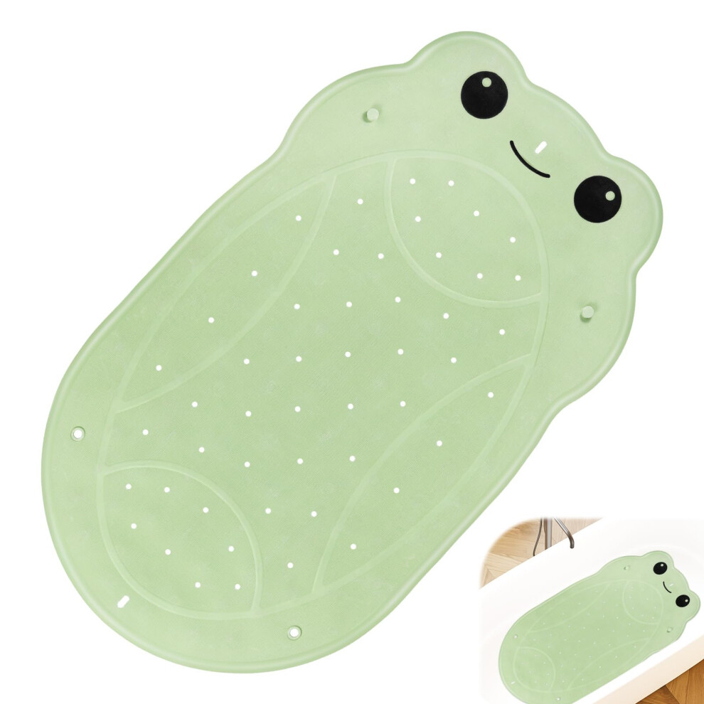 Non Slip Bath Mat For Kids, 75 X 45Cm Frog-Shaped Bath Mat Non Slip Anti Mould, Rubber Bathtub Mats For Baby, Children's Bathtub Mats With Tranrantic