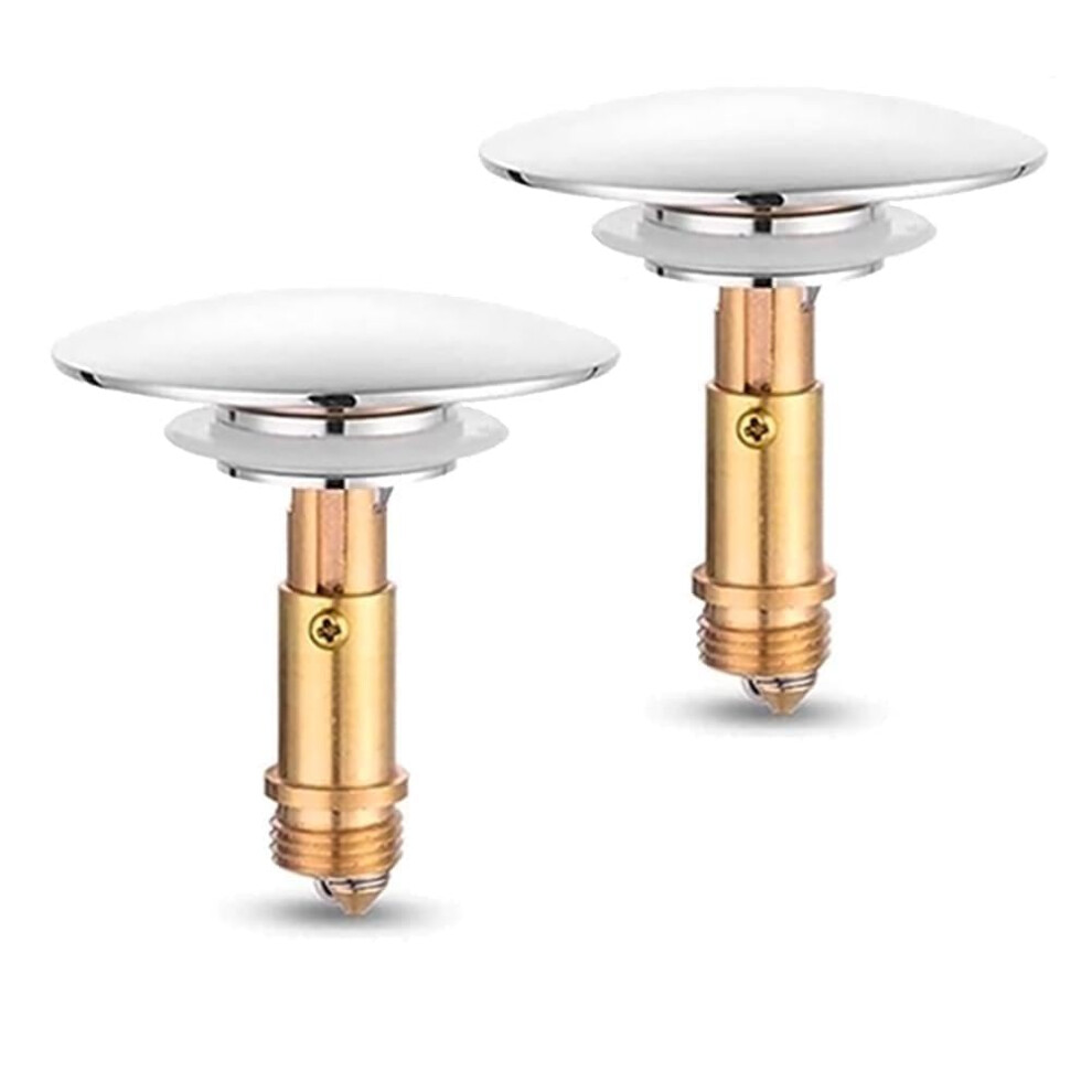 Pop Up Click Clack Sprung Plug Stopper,Bathroom Basin Sink Drain Plug Stopper,Waste Push Button Brass Slotted Plug For Washbasin Bathroom 2Pcs 5051222025376