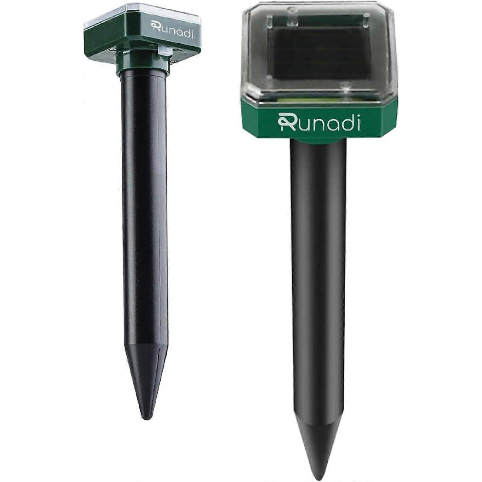 (As show, One size) Set of 2 Solar-powered Mole Repellents for Moles, Voles, Gophers, Snakes or Other Burrowed Animals