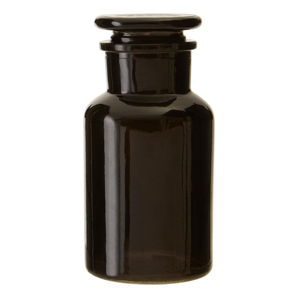 Premier Housewares Retro Glass Reagent Bottle Glass Container For Storage Bathroom Accessory For Everyday Use 250Ml Capacity Black